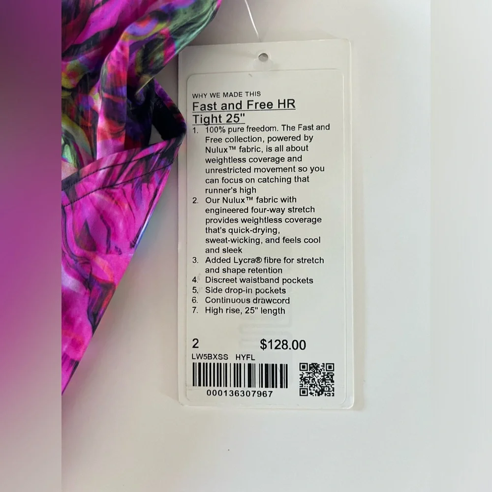 Lululemon Fast and Free High Rise Tight Hyper Flow Pink Multi Women’s Leggings